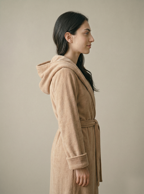 Frova Hooded Bathrobe - Camel Brown