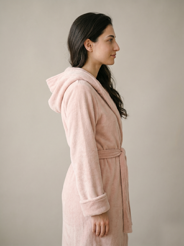 Frova Hooded Bathrobe - Blush Pink